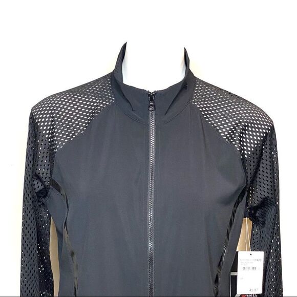 Zella NWT black lightweight full zip jacket with mesh sleeves size M - Picture 2 of 15
